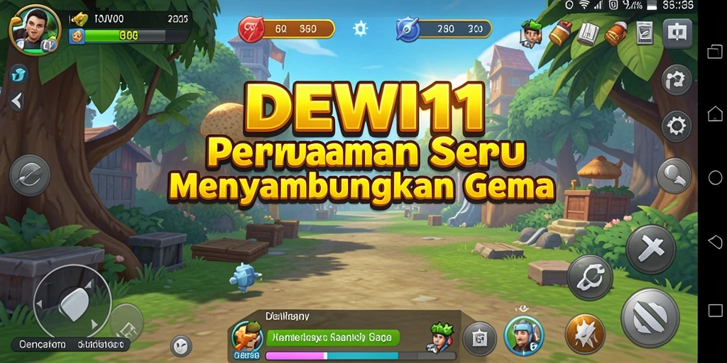 Screenshot DEWI11 menunjukkan aksi menyambungkan permata yang seru dalam permainan Match-3.