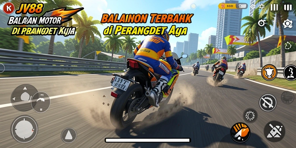 Tangkapan layar utama <strong>JV88</strong> menampilkan momen balapan motor yang menegangkan.
