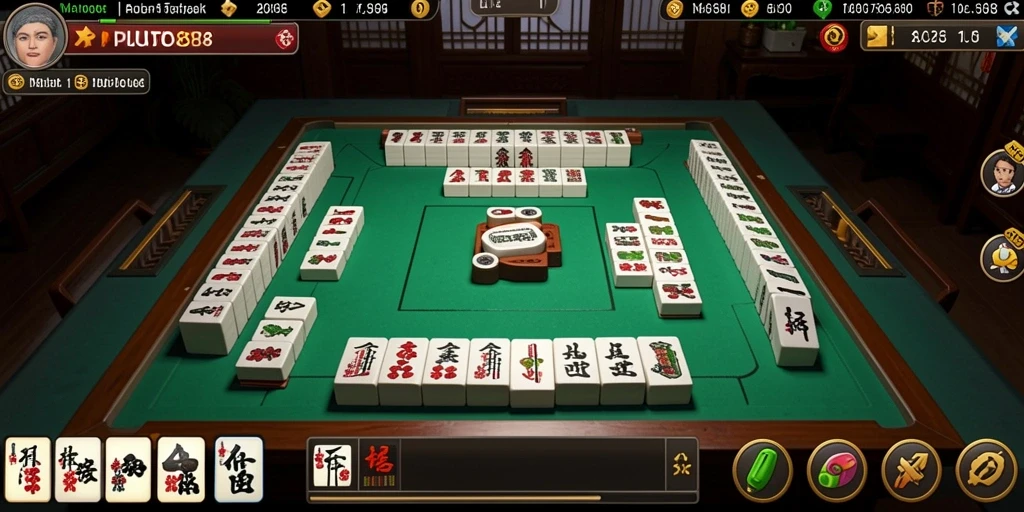 Tampilan menarik dari gameplay Mahjong di PLUTO88 yang menantang.